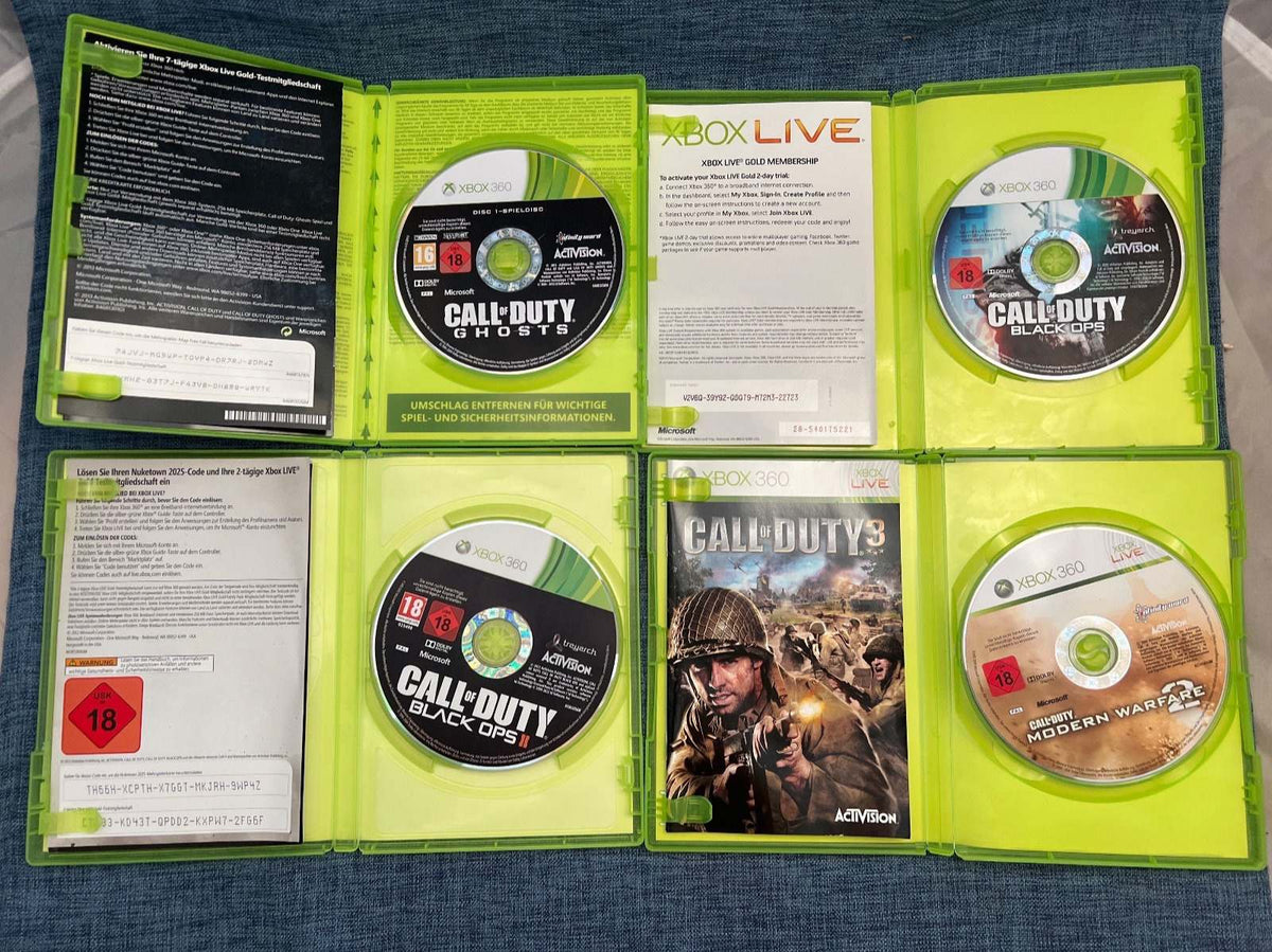 Call of Duty Bundle für Xbox 360 Ghosts, Black OPS 1+2, Call of Duty3
