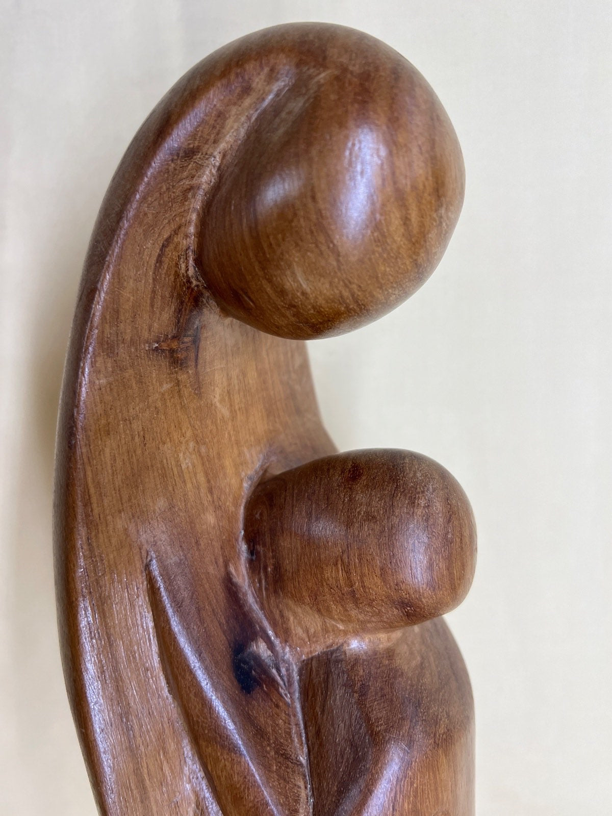 Holzskulptur "Mutter & Kind" Holz-Figur, abstrakt, geschnitzt, Handarbeit, 45 cm