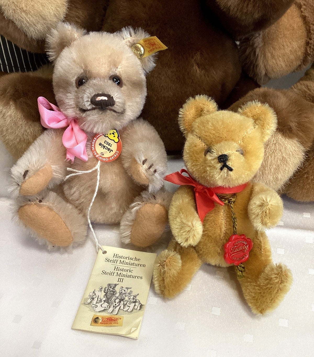 5 Steiff Teddybär Konvolut Jackie 1953 Miniatur Hermann Teddy linke Teddy brummt