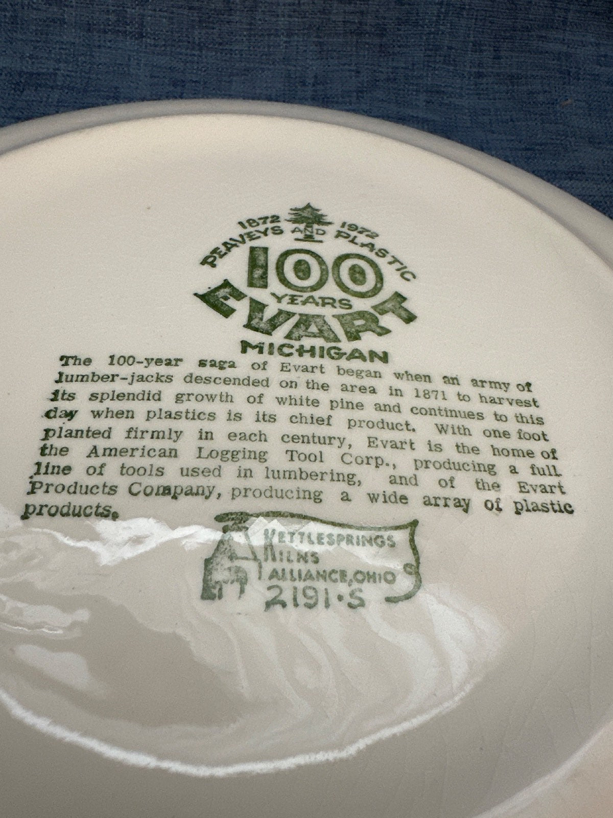 Kettlesprings Kilns Evart Michigan Centennial Teller 1872-1972 Vintage USA