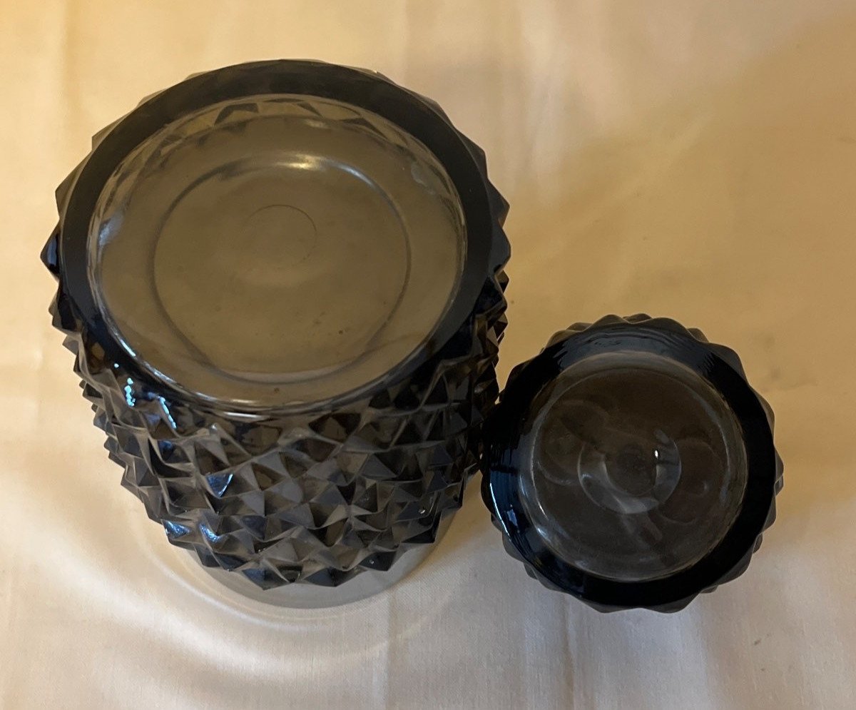 Raucherset Pressglas, grau Zigarettenspender + Feuerzeug Chrom 2-tlg