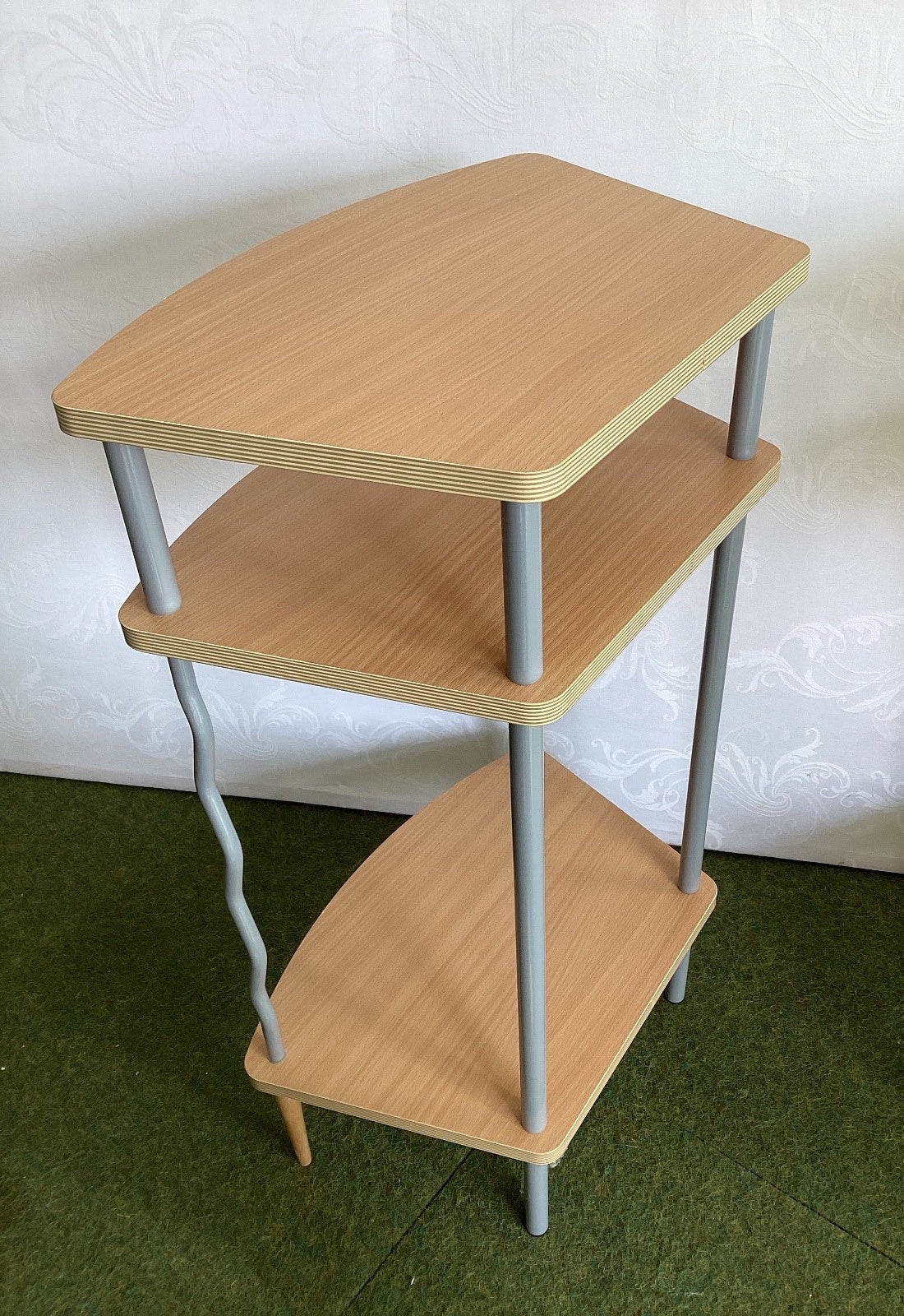 3-stufiges Eckregal Beistelltisch Holzoptik grau Buche Retro Design Standregal
