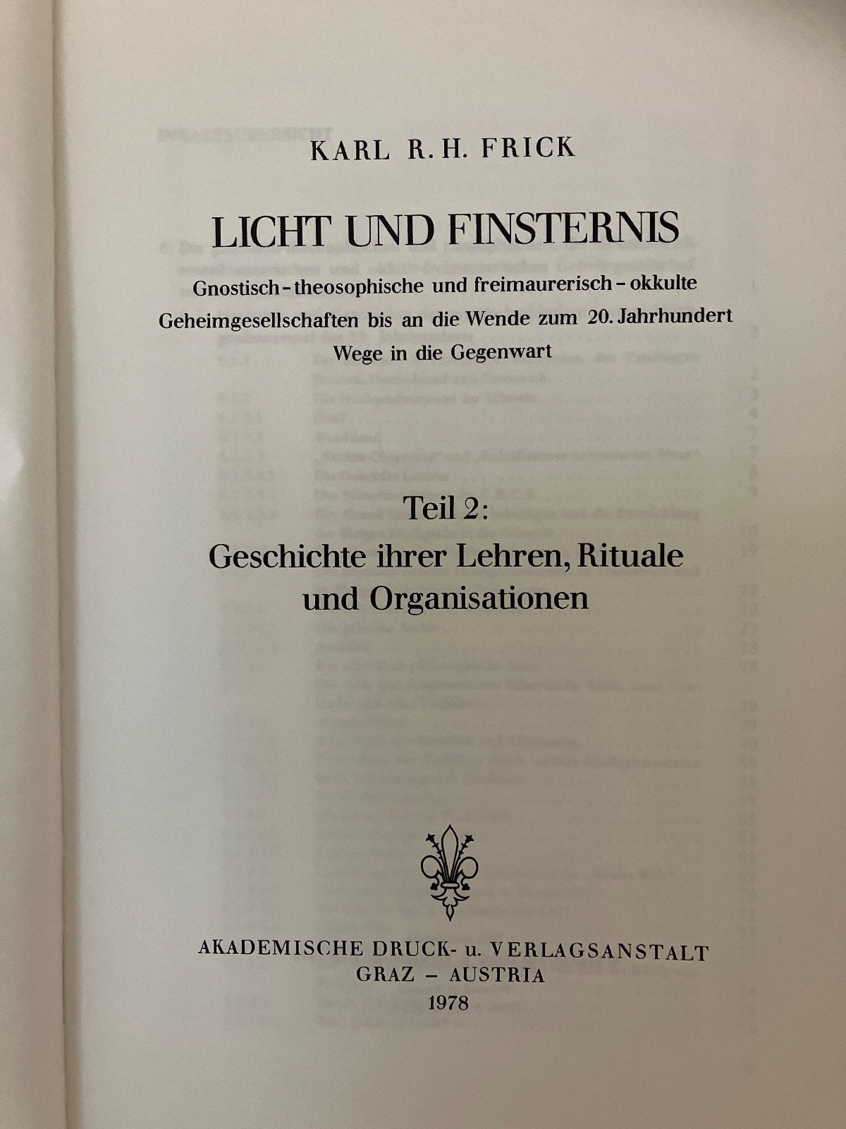 Karl R. H. Frick Licht und Finsternis Band 1+2 Freimaurerei Gnosis Okkultismus