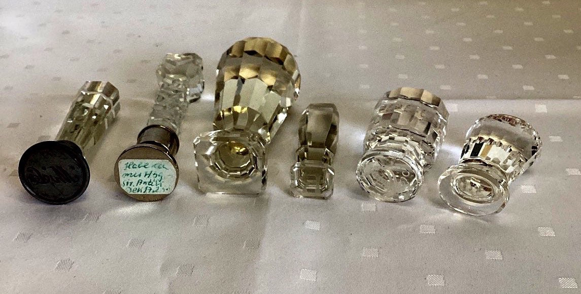 Siegelstempel Kristallglas Konvolut 6 Stück antik geschliffen