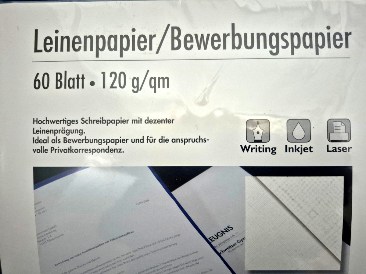 Zebra Leinenpapier Bewerbungspapier A4 120g/qm 60 Blatt 3er Set NEU