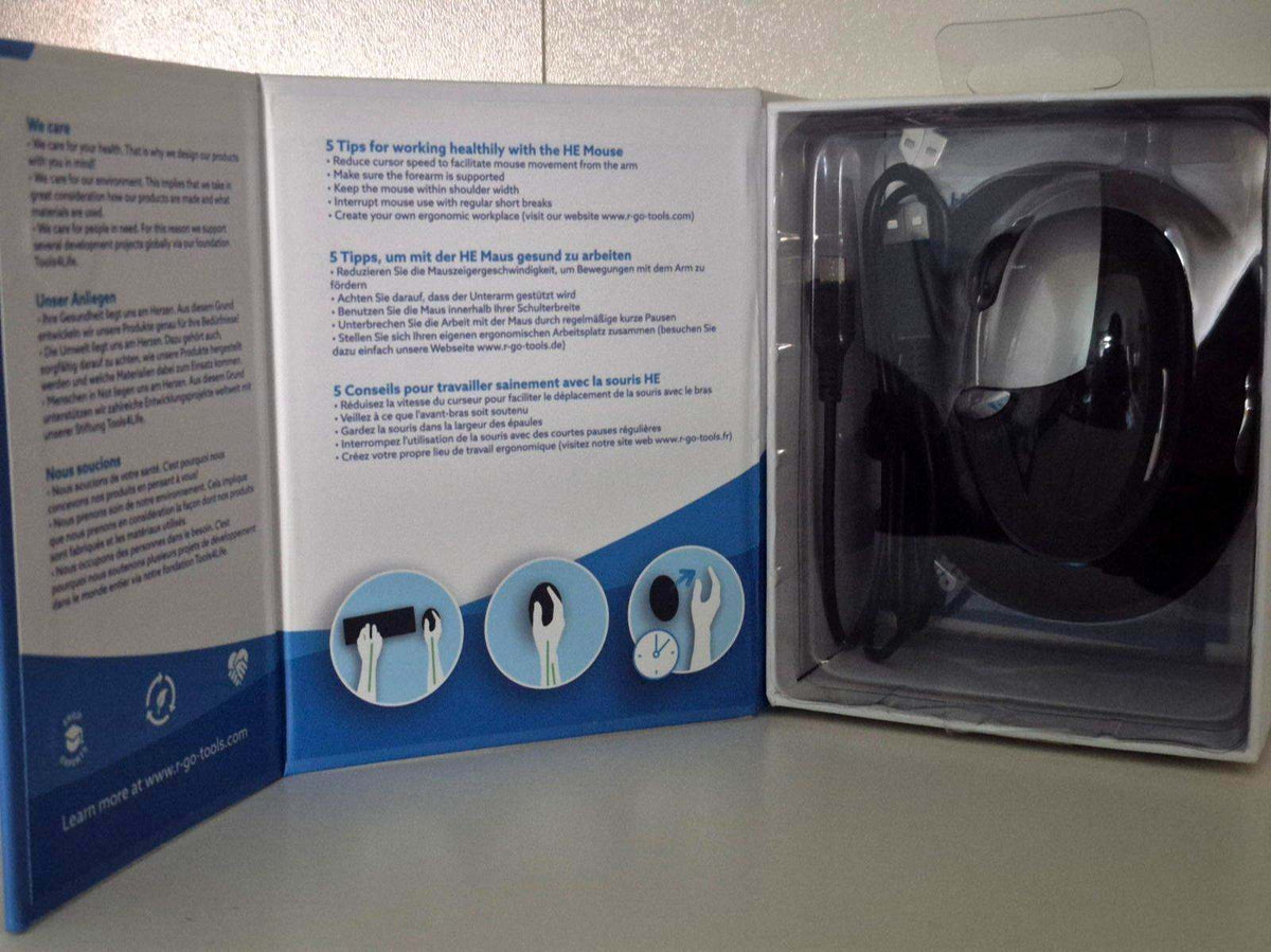 R-Go HE Mouse Large Left Wireless Ergonomische Maus Linkshänder kabellos 2400DPI