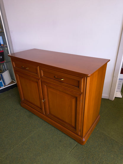 Selva Sideboard Kirschholz klassisch 2 Türen 2 Schubladen Messing Italy