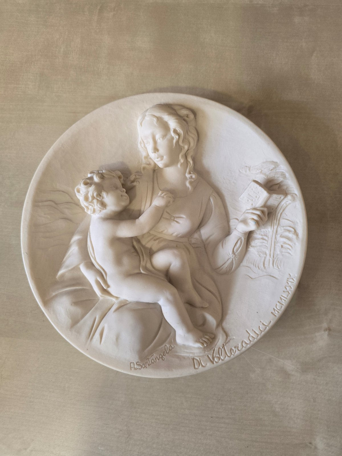Dante di Volteradici Madonna Serena Reliefplatte 1979 A.Santangela limitiert