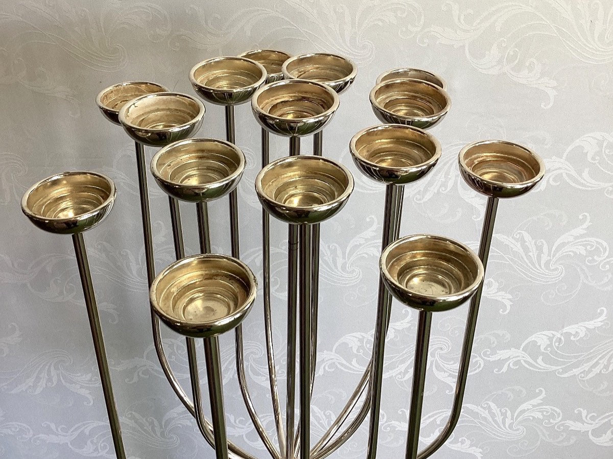 Großer Kerzenständer Kandelaber 15 - armig Chrom Metall Design Bodenständer