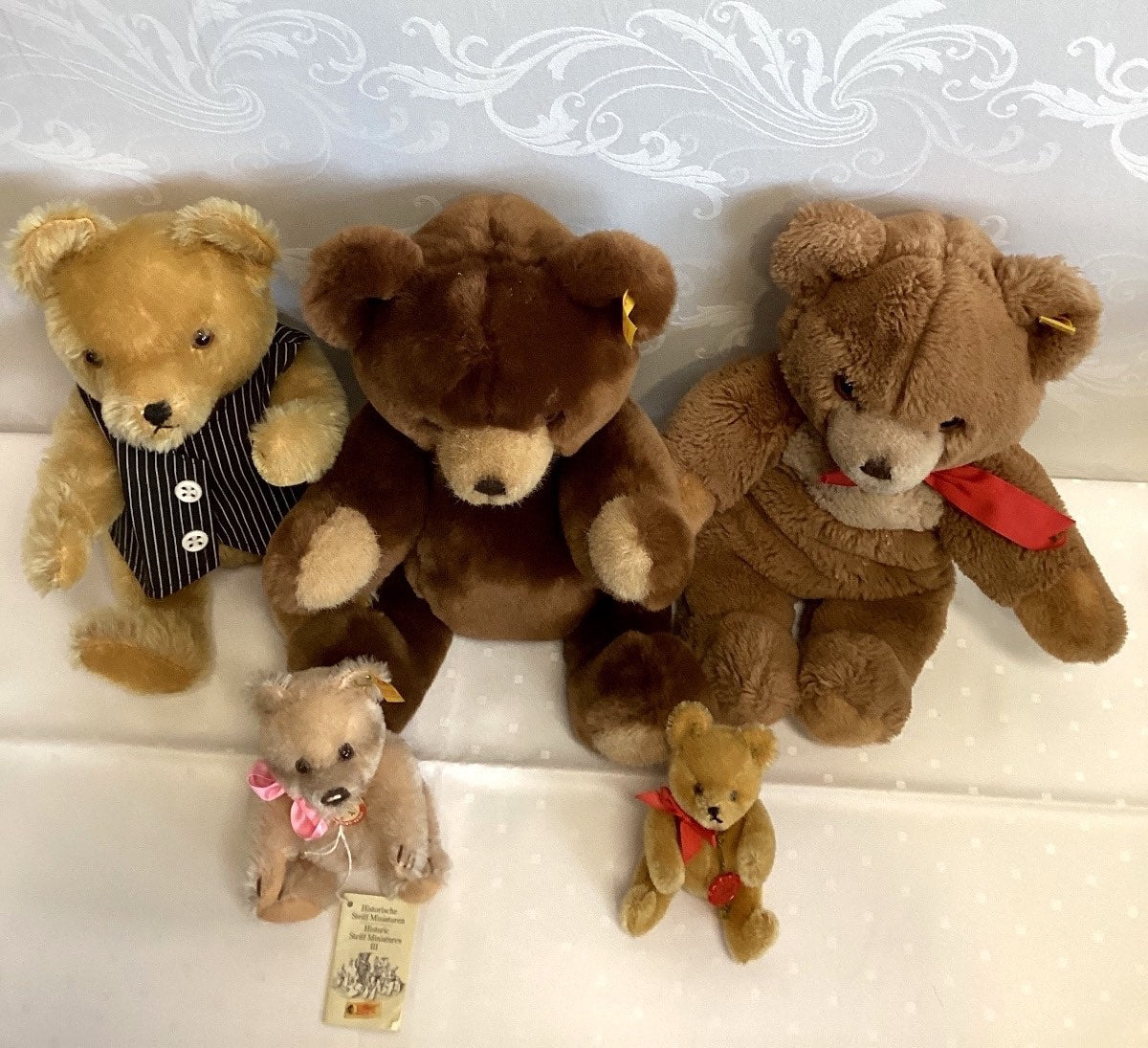 5 Steiff Teddybär Konvolut Jackie 1953 Miniatur Hermann Teddy linke Teddy brummt