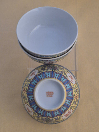 Jingdezhen Bowl - drei Schalen im chinesischen Stil - Porzellan - gelb