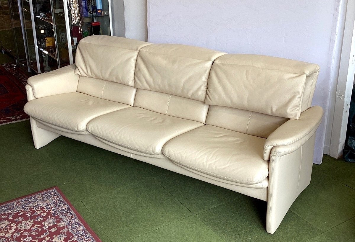 erpo Ledersofa 3-Sitzer Creme Beige Couch Wohnzimmer Designsofa gebraucht