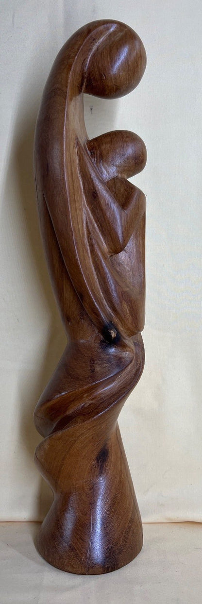 Holzskulptur "Mutter & Kind" Holz-Figur, abstrakt, geschnitzt, Handarbeit, 45 cm
