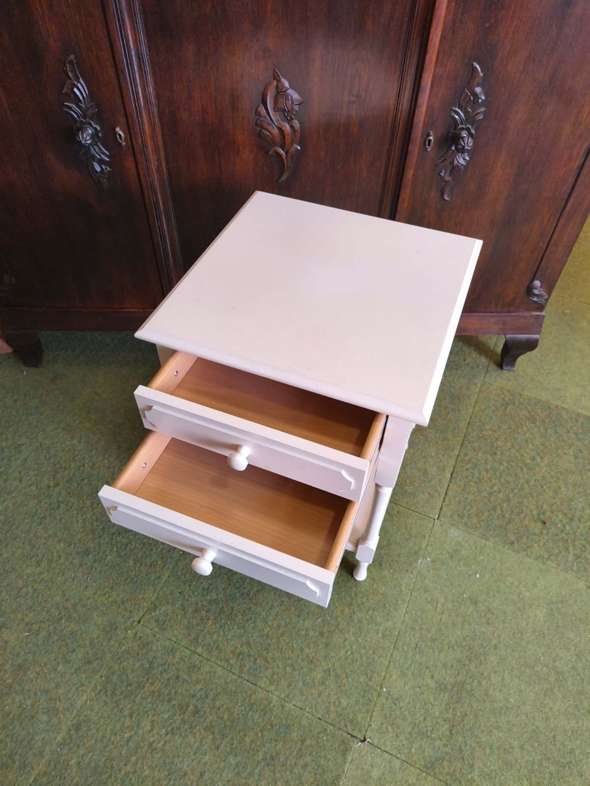 Nachttisch Weiß 2 Schubladen Ablage Landhaus Shabby Chic Beistelltisch Holz