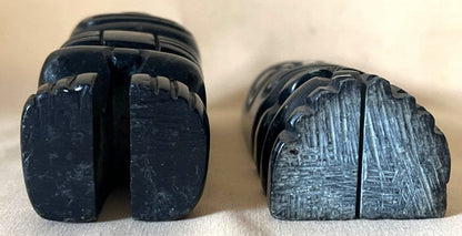 2 schwarze Steinfiguren, Tiki Idol Azteken Skulptur, Stein, Deko Set