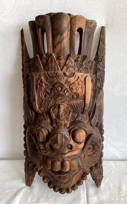 Große Balinesische Barong Holzmaske Wandmaske Handgeschnitzt Bali Deko