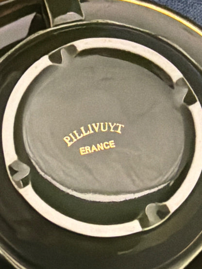 Pillivuyt France Kaffeetassen Set 4 Tassen + 4 Untertassen Porzellan Grün Gold