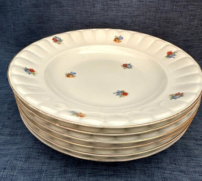 Thomas Bavaria Porzellan 6 Suppenteller tiefe Teller Blumendekor Goldrand