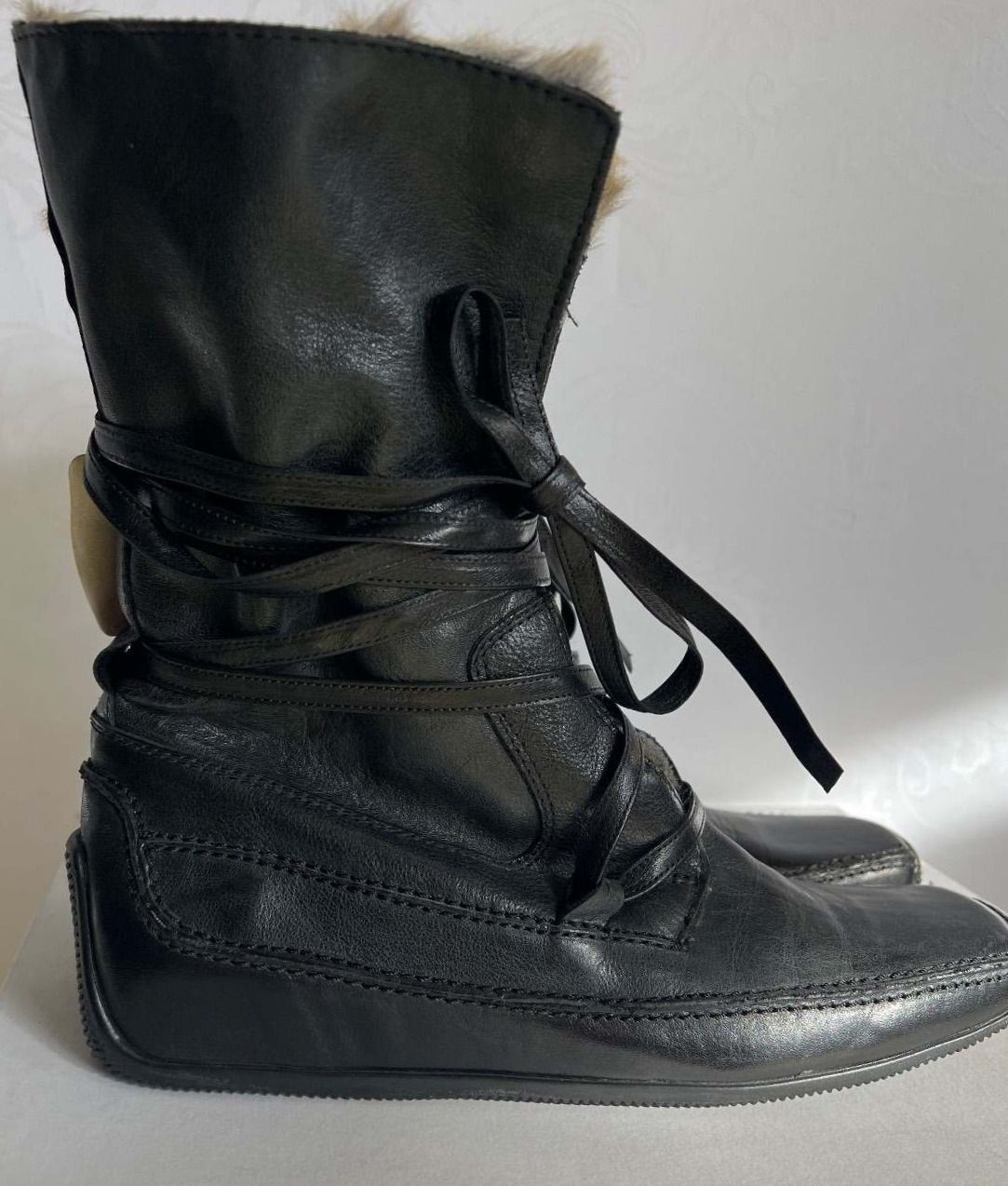 Franco Bonoldi, Damen Winterstiefel, Leder, Fell, schwarz, Gr. 39 Italy