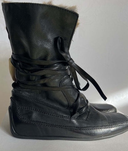 Franco Bonoldi, Damen Winterstiefel, Leder, Fell, schwarz, Gr. 39 Italy