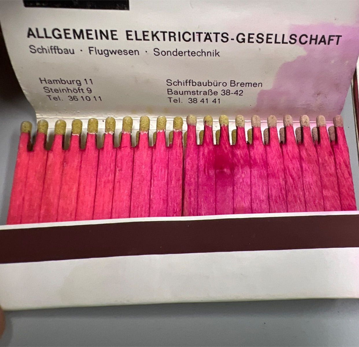 AEG Schiffbau, 5 x Streichholzheftchen,1964, Pin-up Girl, Konvolut
