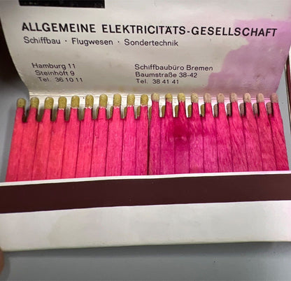 AEG Schiffbau, 5 x Streichholzheftchen,1964, Pin-up Girl, Konvolut