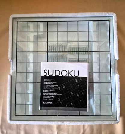 Sudoku Gesellschaftsspiel Glasboard bunte Zahlen-Chips Brettspiel komplett OVP