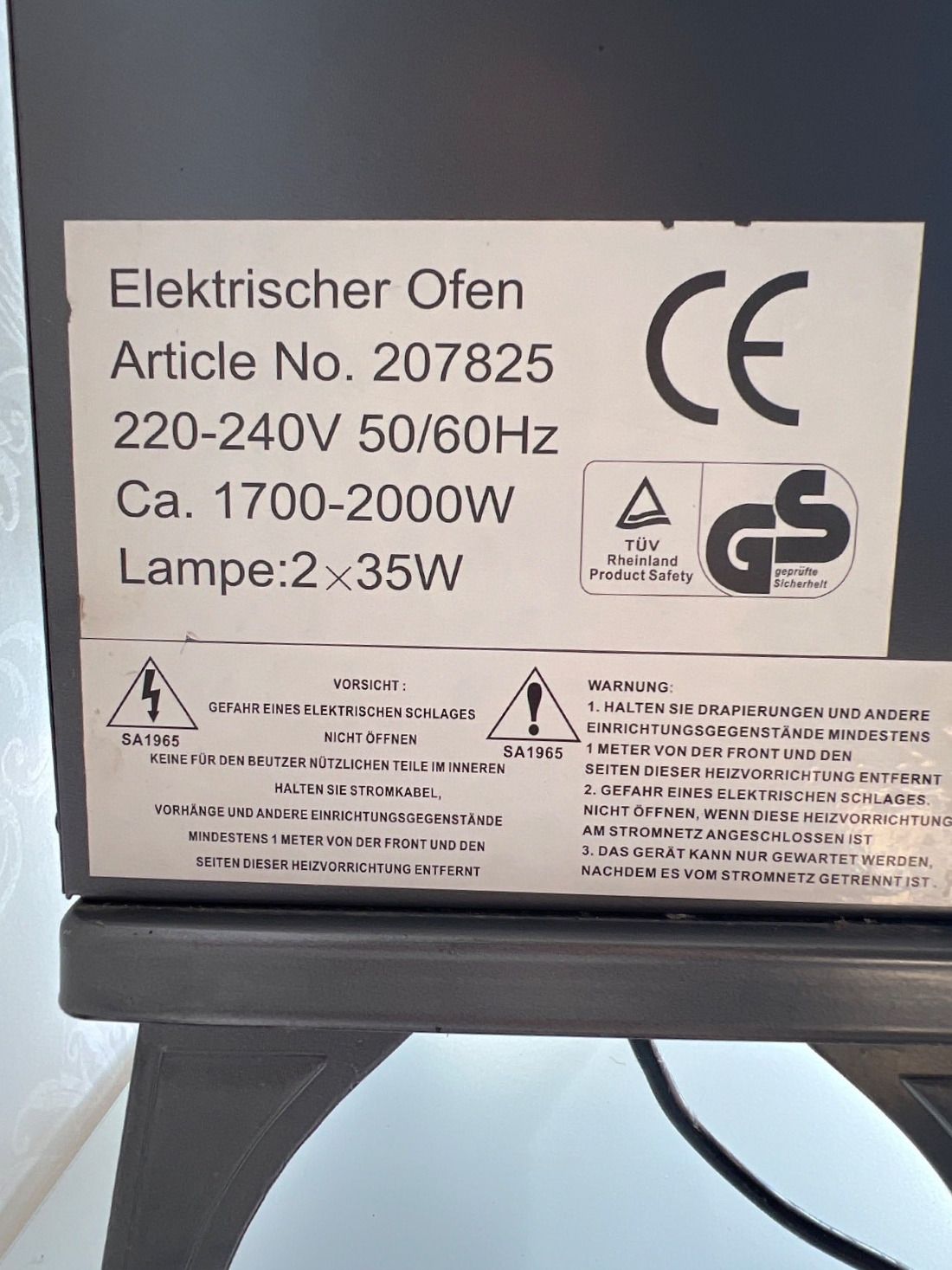 Elektrokamin Standkamin Kaminofen 2000W Heizlüfter Flammeneffekt