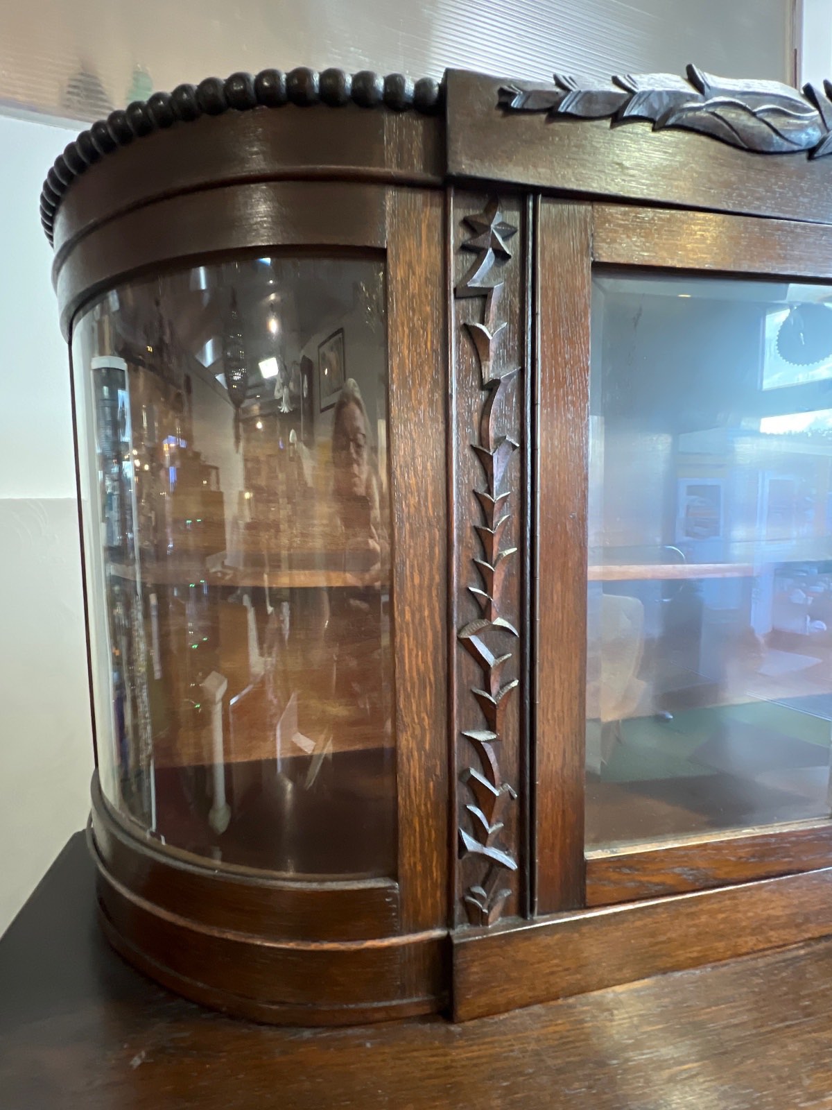 Antiker Eichen Buffetschrank, Vitrinenschrank, Jugendstil/Gründerzeit
