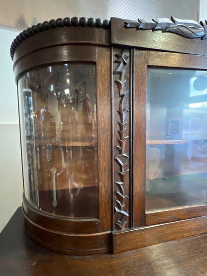 Antiker Eichen Buffetschrank, Vitrinenschrank, Jugendstil/Gründerzeit