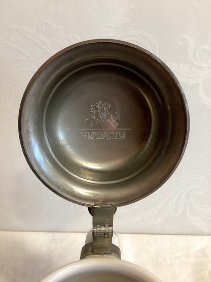 Holsten Bierkrug Porzellan Zinndeckel Hamburg Admiralität 1989 Sammler H 23cm