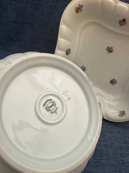 Thomas Bavaria Porzellan Set Schüssel Servierschale Blumendekor Goldrand