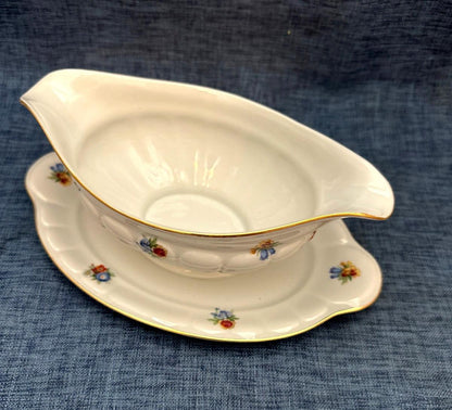 Thomas Bavaria Soßenschiffche einteilig  Blumendekor Goldrand  50/60er