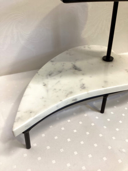Etagere 2-stöckig Marmor Herzform schwarz Metall Servierständer Cakestand