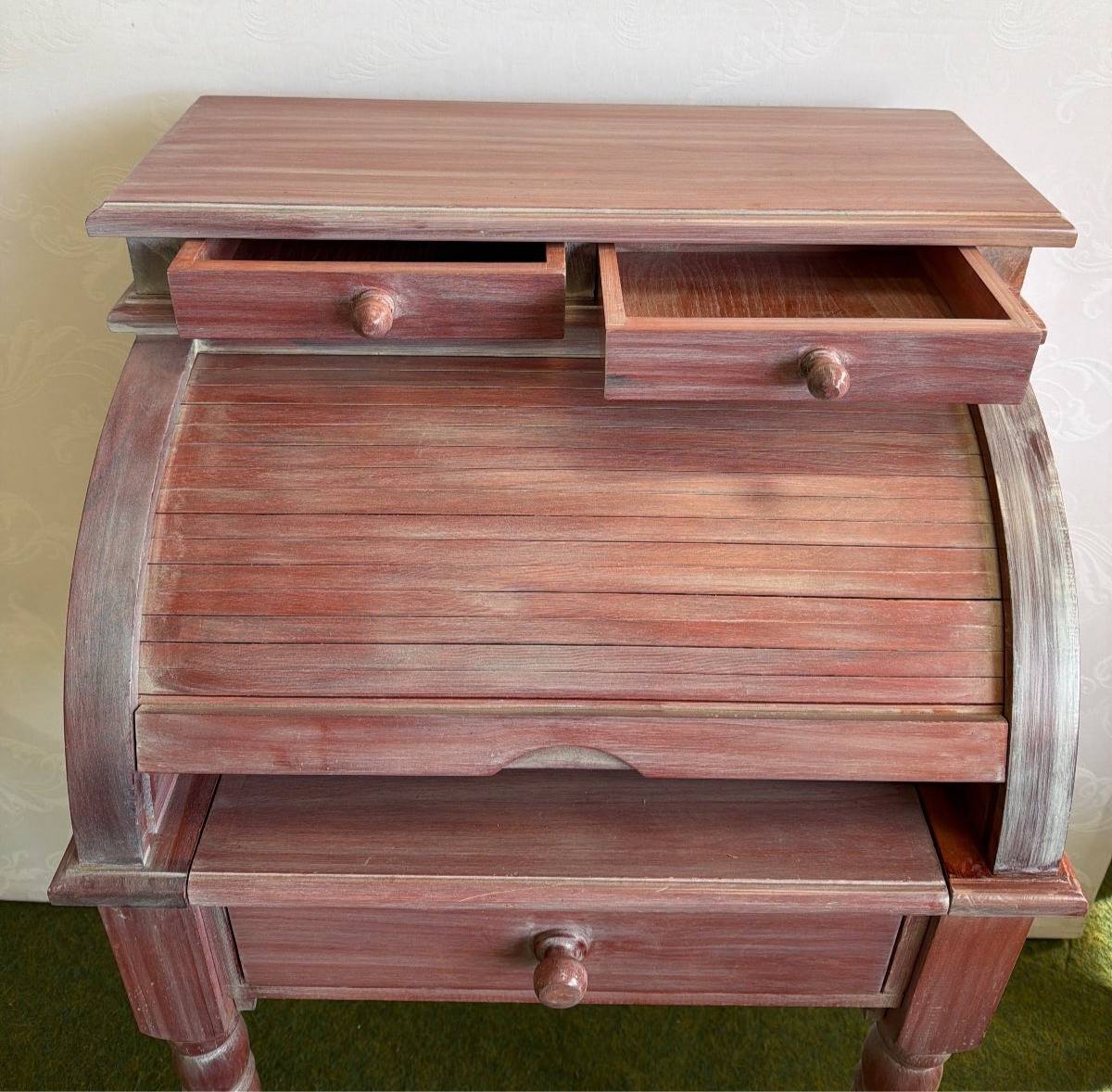 Rolladenschreibtisch Holz Landhaus Sekretär Schreibtisch