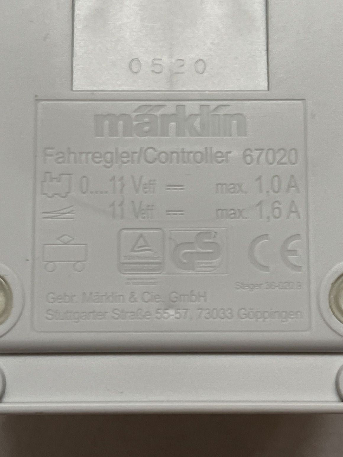 Märklin Fahrregler 67020 + Netzteil 66111 Controller Modellbahn Set 11V