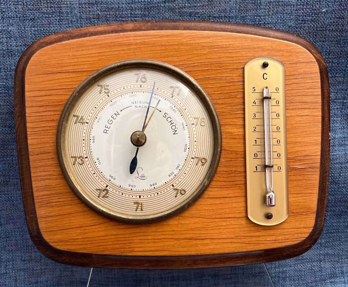 Fa. Lufft, Barometer & Thermometer, Holz, 50er-60er Jahre