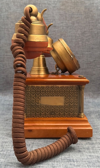Welco "Nostalgie Eagle" Telefon Holz Messing  Tischtelefon Germany Retro