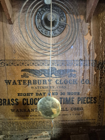Waterbury Clock Co. Antike Wanduhr Regulator Holzgehäuse Pendel 8-Day USA