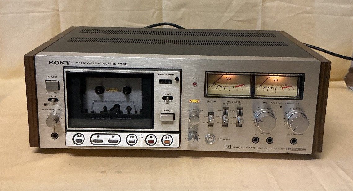 Sony TC-229SD Stereo Cassette Deck Tapedeck Vintage HiFi Dolby VU-Meter