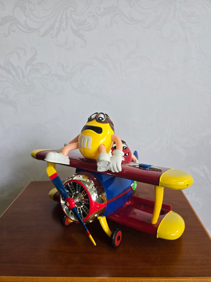 M&M's Candy Dispenser Spender Doppeldecker Flugzeug Yellow Red Figur