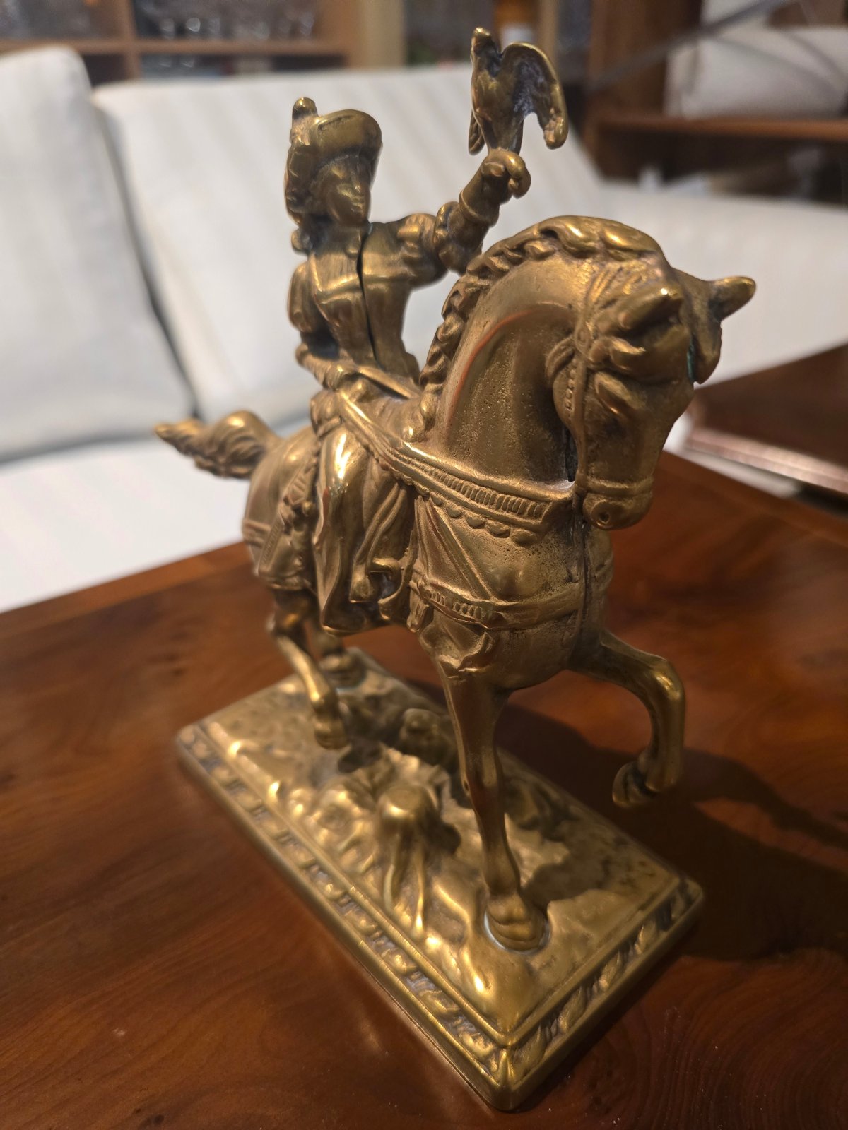 2 Messingfiguren Reiter zu Pferd mit Trompete Historismus/ Falken