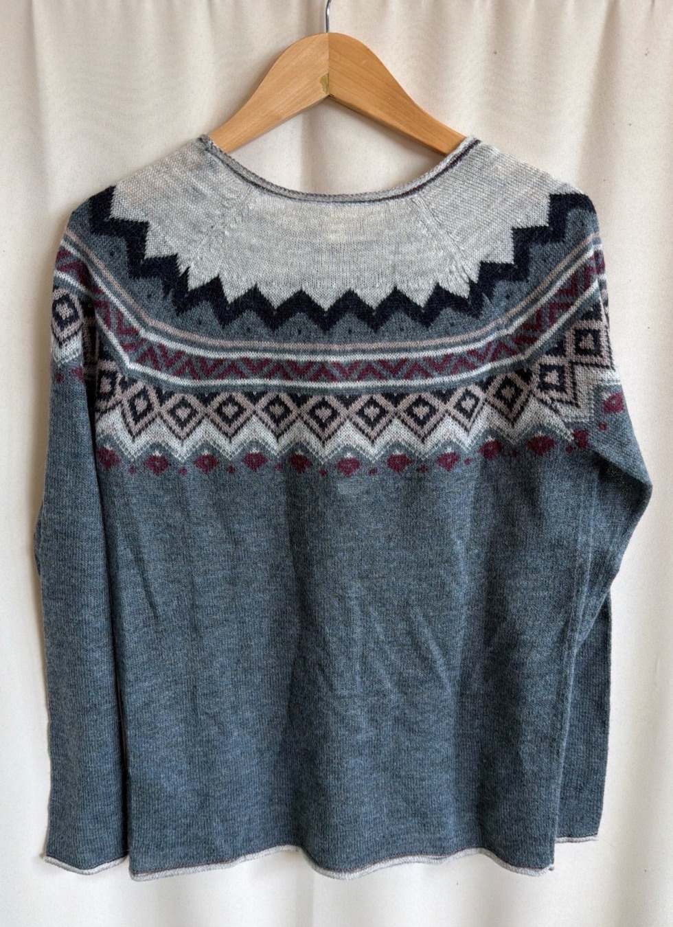 Esprit Damen Strickpullover Norweger Fair Isle Muster grau blau Gr. M neu