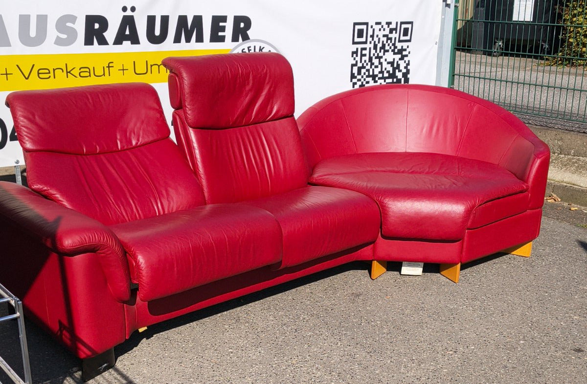 Ekornes Stressless Sofa Set Leder rot 2-Sitzer m Rundsessel Wohnlandschaft