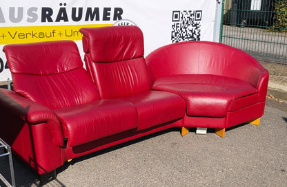 Ekornes Stressless Sofa Set Leder rot 2-Sitzer m Rundsessel Wohnlandschaft