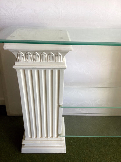 Konsolentisch Säulen Glasplatten antik Stil weiß Sideboard Regal Konsole