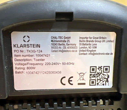 Klarstein Victoria Frühstücksset 2-Schlitz-Toaster 800W Wasserkocher 2200W Creme