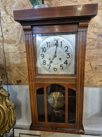 Antike Regulator Wanduhr Pendel Holzgehäuse Art Déco Schlagwerk