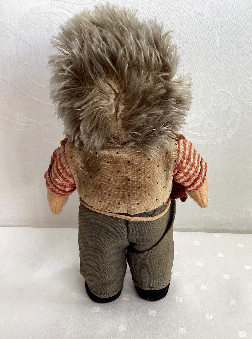 Mecki Igel Stofftier Puppe Igelmann mit Etikett Sammlerstück 50er 60er Höhe 17cm
