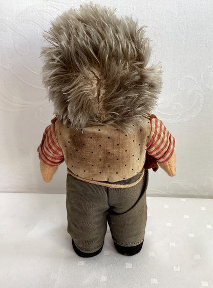 Mecki Igel Stofftier Puppe Igelmann mit Etikett Sammlerstück 50er 60er Höhe 17cm